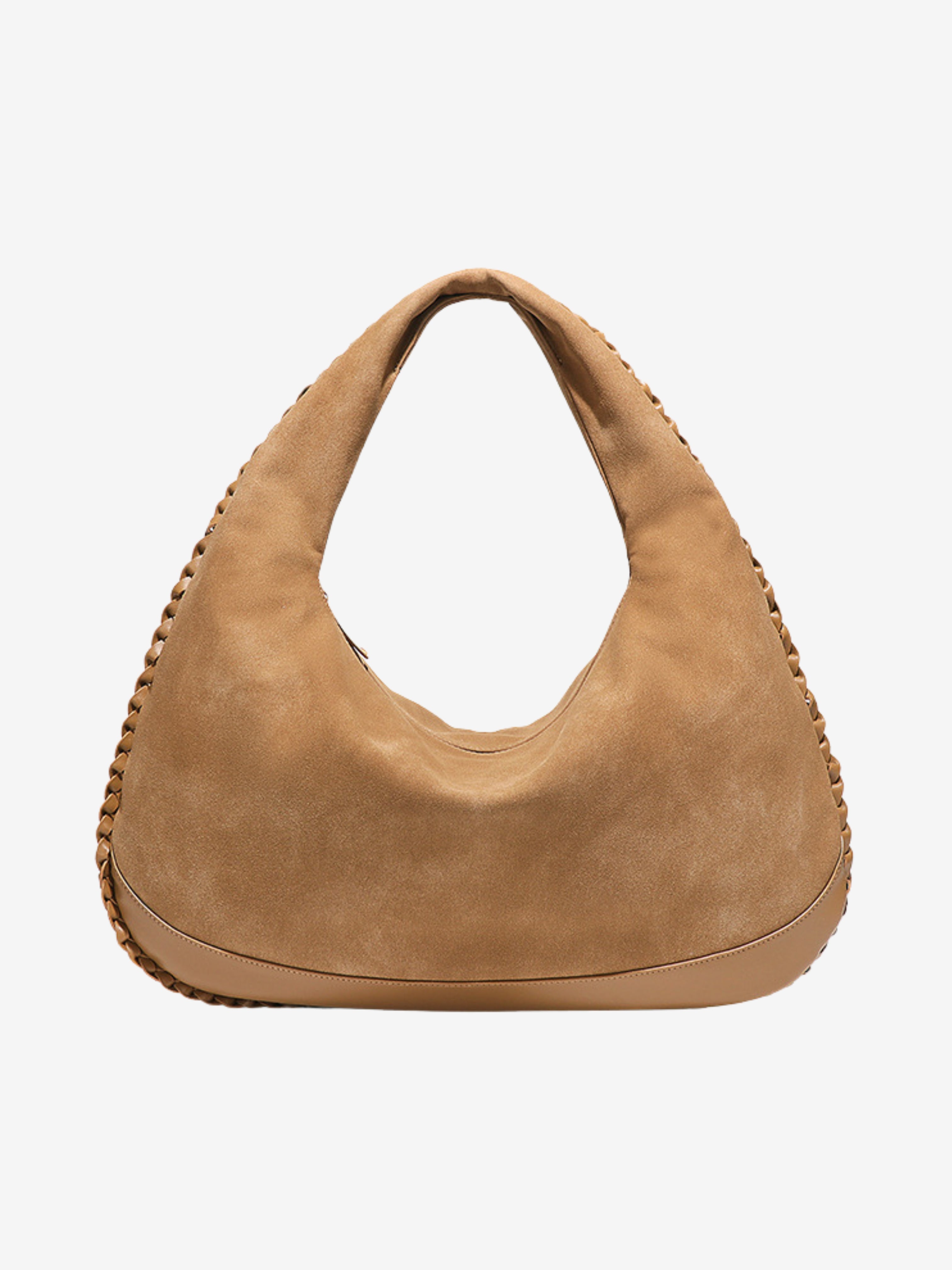 Rivora | Vegan Suede and Leather Crescent Hobo Bag Luxury Large Shoulder Bag for Women