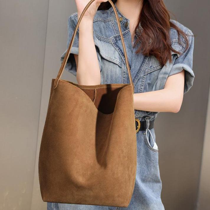 Rivora | Minimalist Vegan Suede Tote Bag Large Shoulder Bag