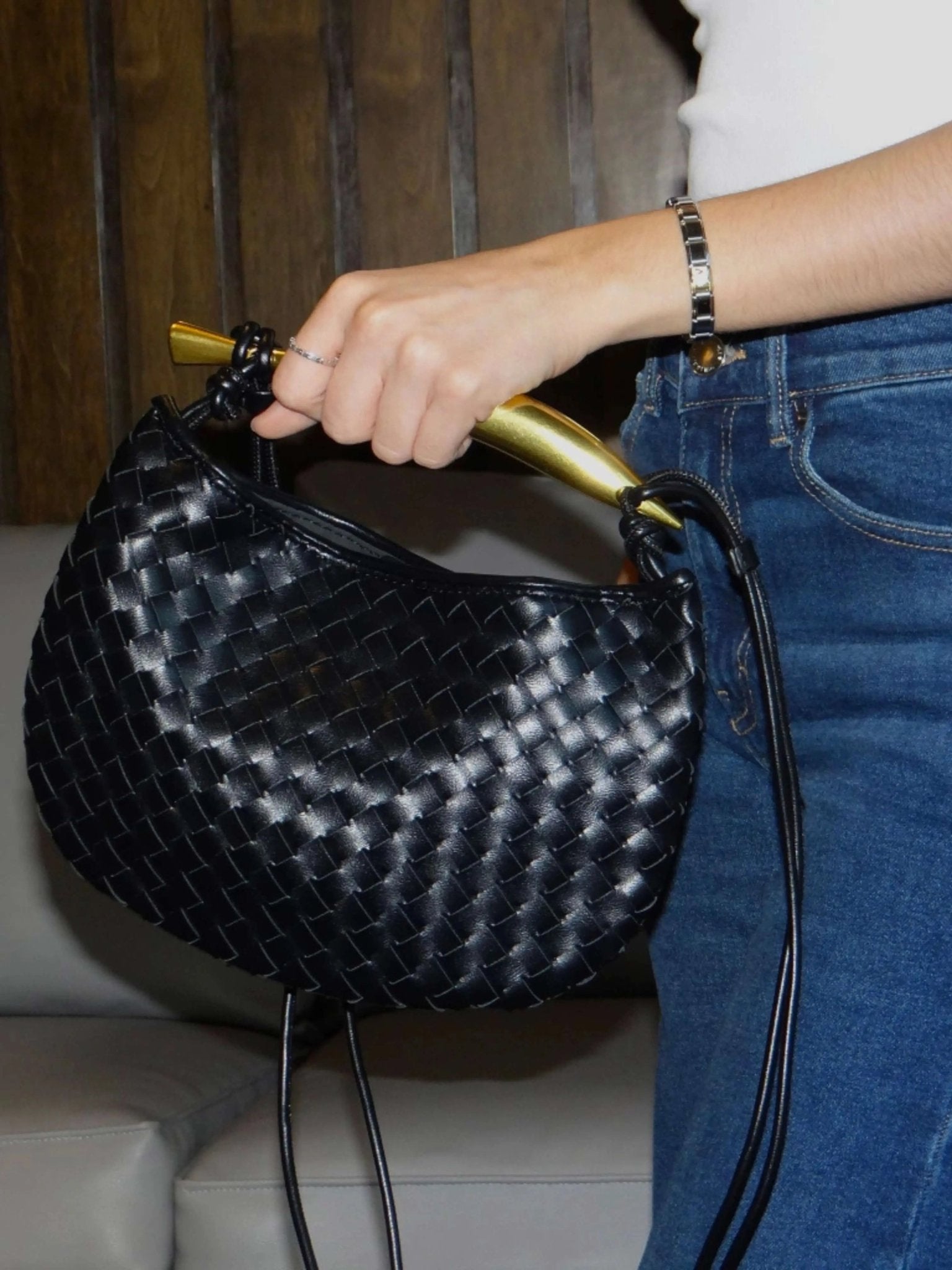 Rivora | Woven Handbag Sculptural Handle Designer-Inspired Bag
