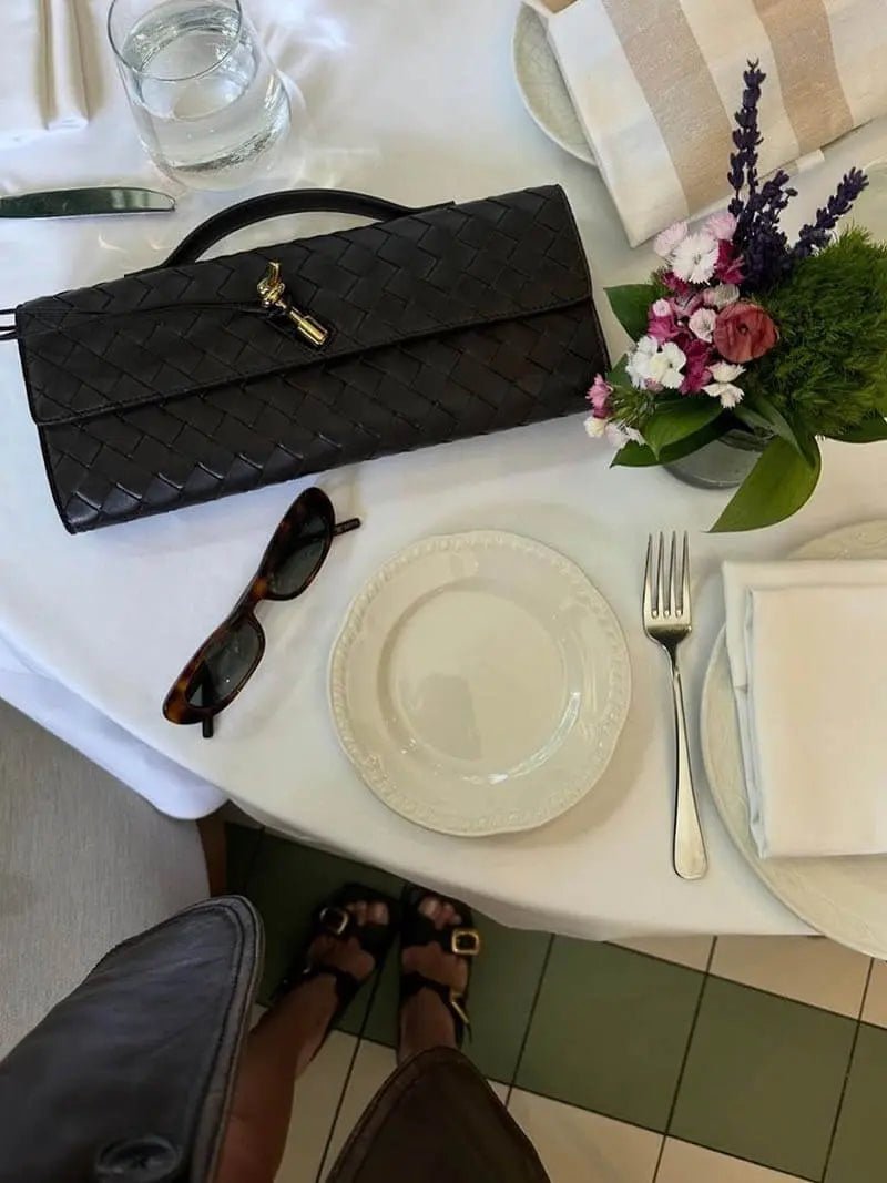 Rivora | Black Woven Shoulder Bag – Modern Luxury