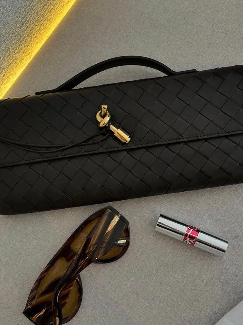 Rivora | Black Woven Shoulder Bag – Modern Luxury