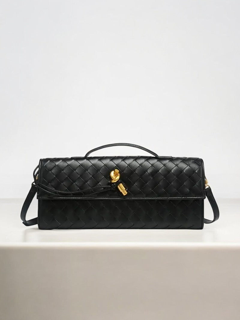 Rivora | Black Woven Shoulder Bag – Modern Luxury