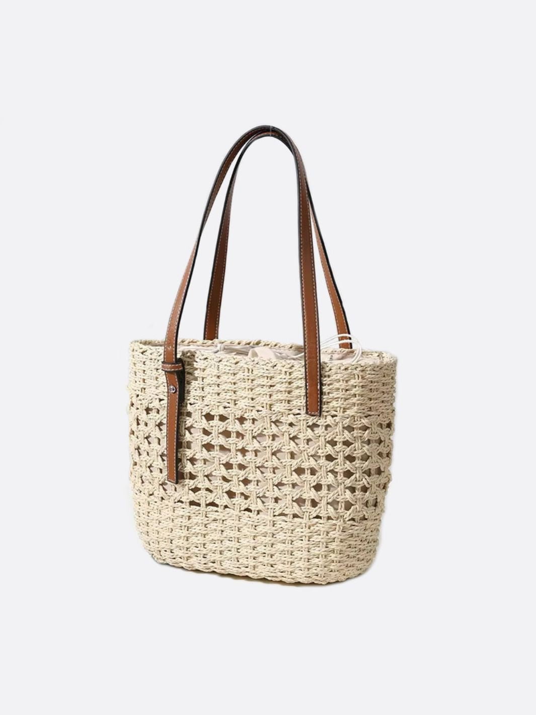 Rivora | Woven Rope Tote Open-Weave Straw Bag