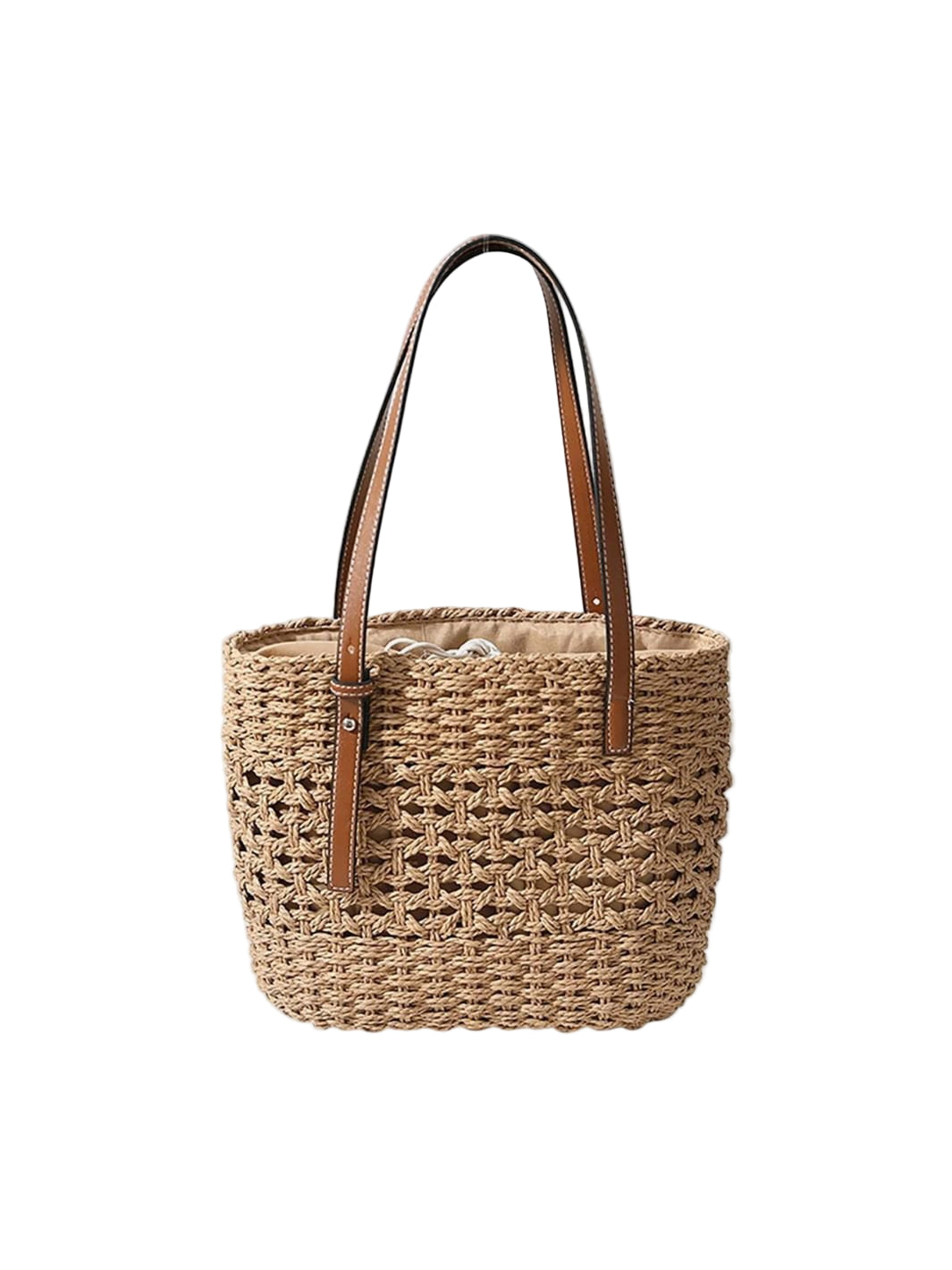 Rivora | Woven Rope Tote Open-Weave Straw Bag