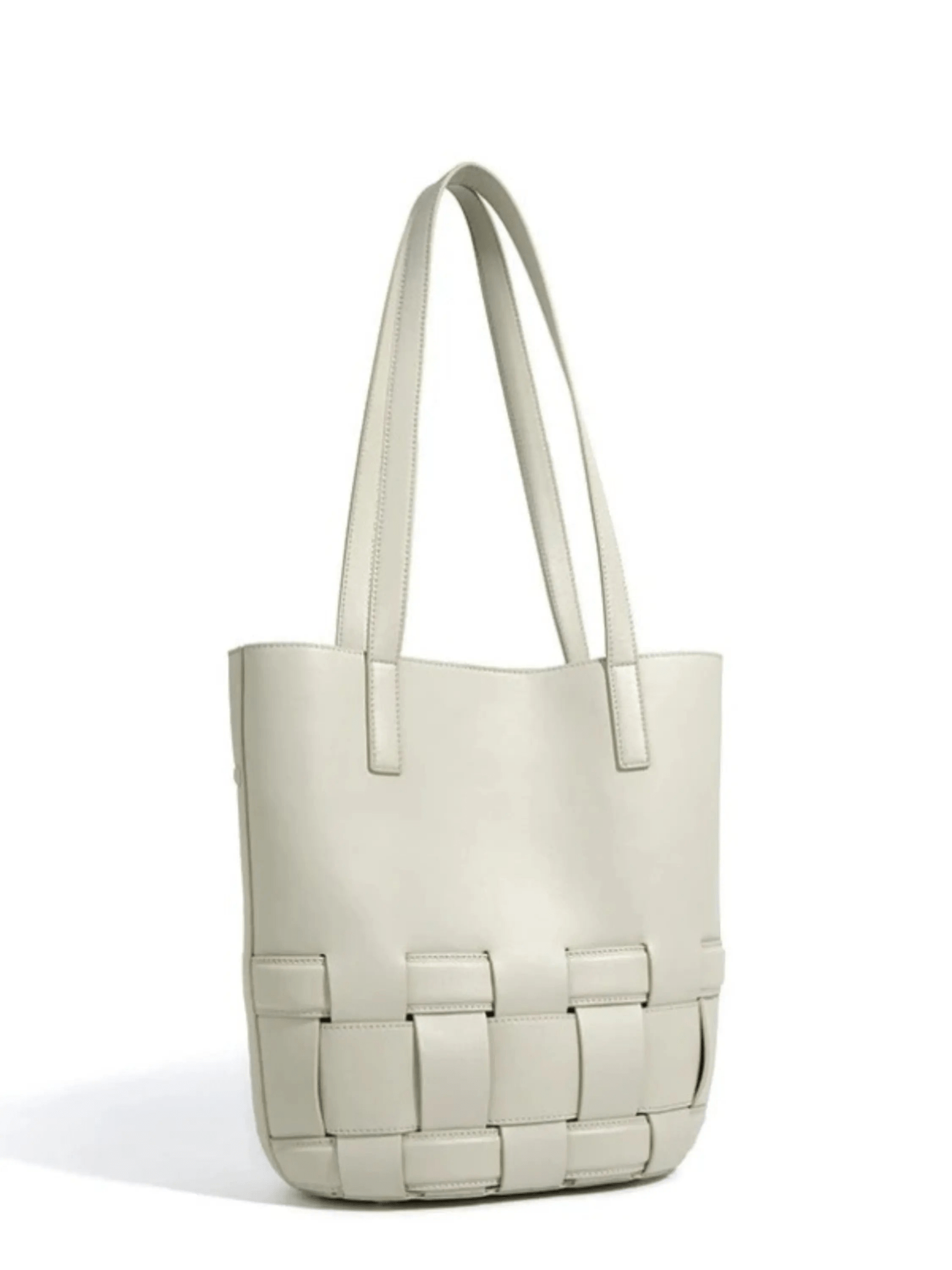 Rivora | Luxe White Faux Leather Woven Tote Minimal & Elegant