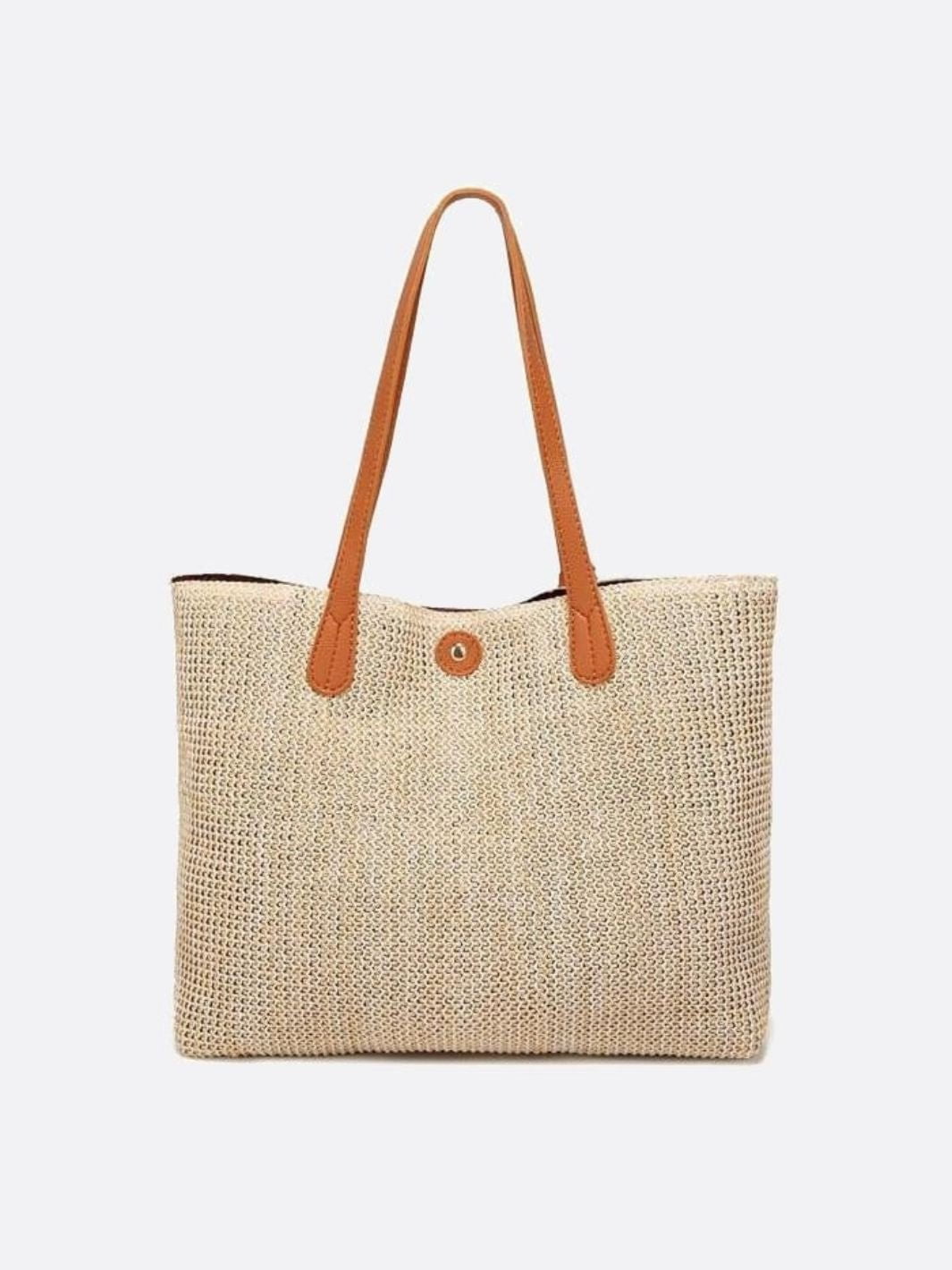 Rivora | Structured Straw Tote Woven Bag