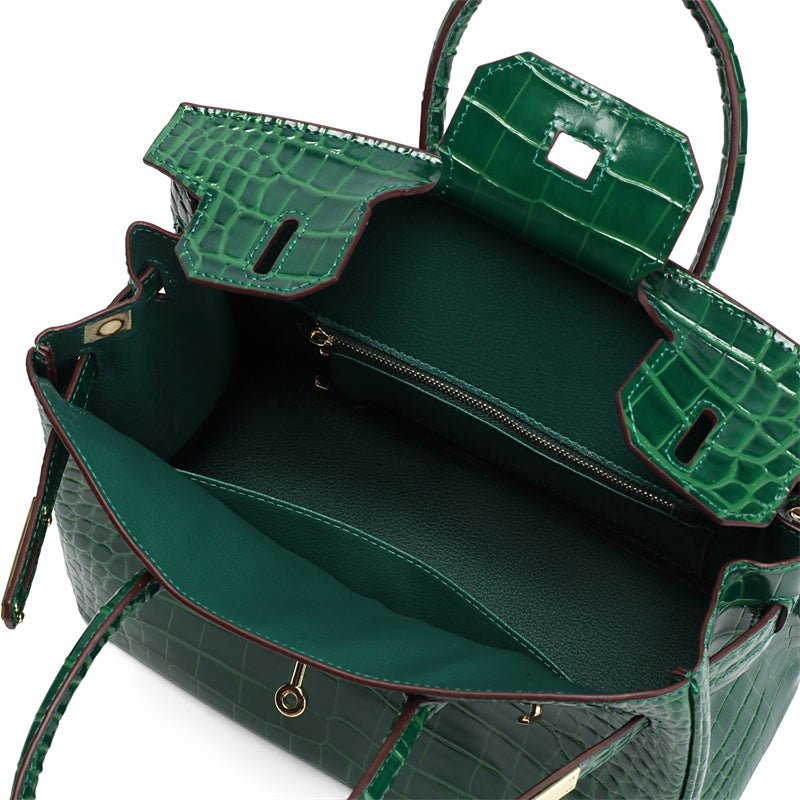 Rivora | Luxury Emerald Green Crocodile Embossed Tote Bag – Signature Handbag