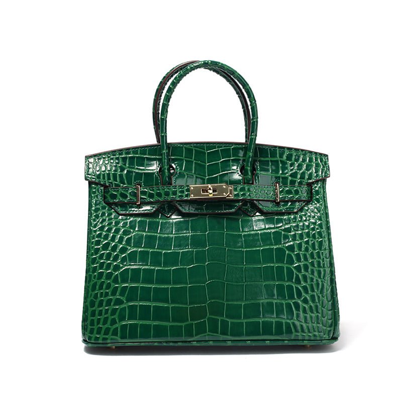 Rivora | Luxury Emerald Green Crocodile Embossed Tote Bag – Signature Handbag
