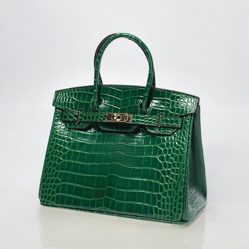 Rivora | Luxury Emerald Green Crocodile Embossed Tote Bag – Signature Handbag