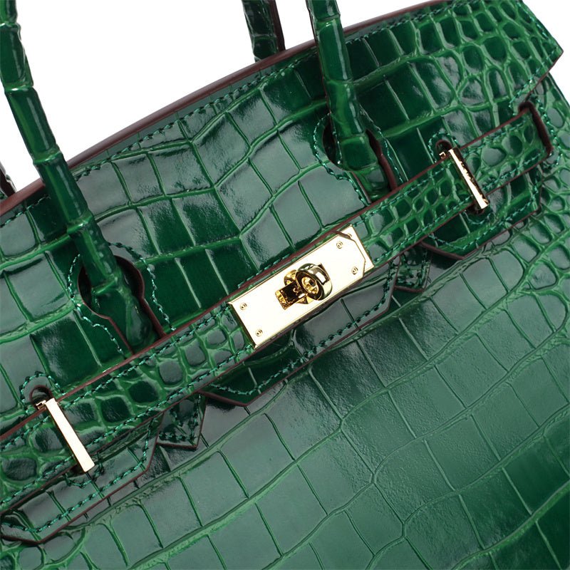 Rivora | Luxury Emerald Green Crocodile Embossed Tote Bag – Signature Handbag
