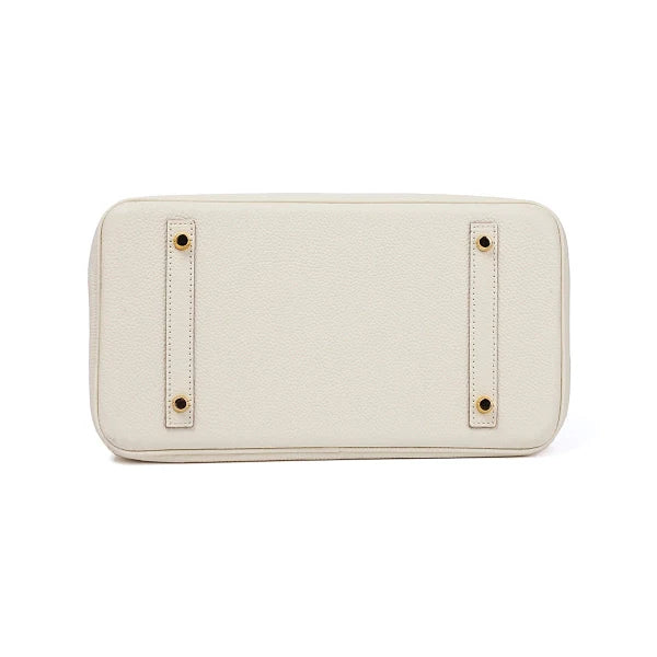 Rivora | Luxury Structured Faux Leather White Top Handle Bag