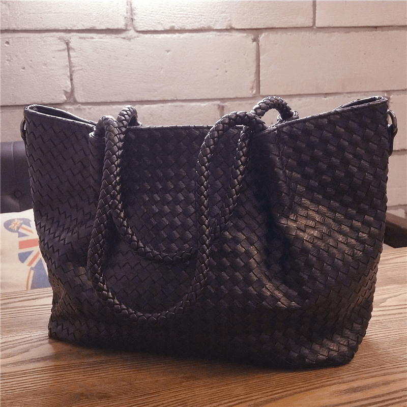 Rivora | Black Woven Tote Bag Chic & Spacious