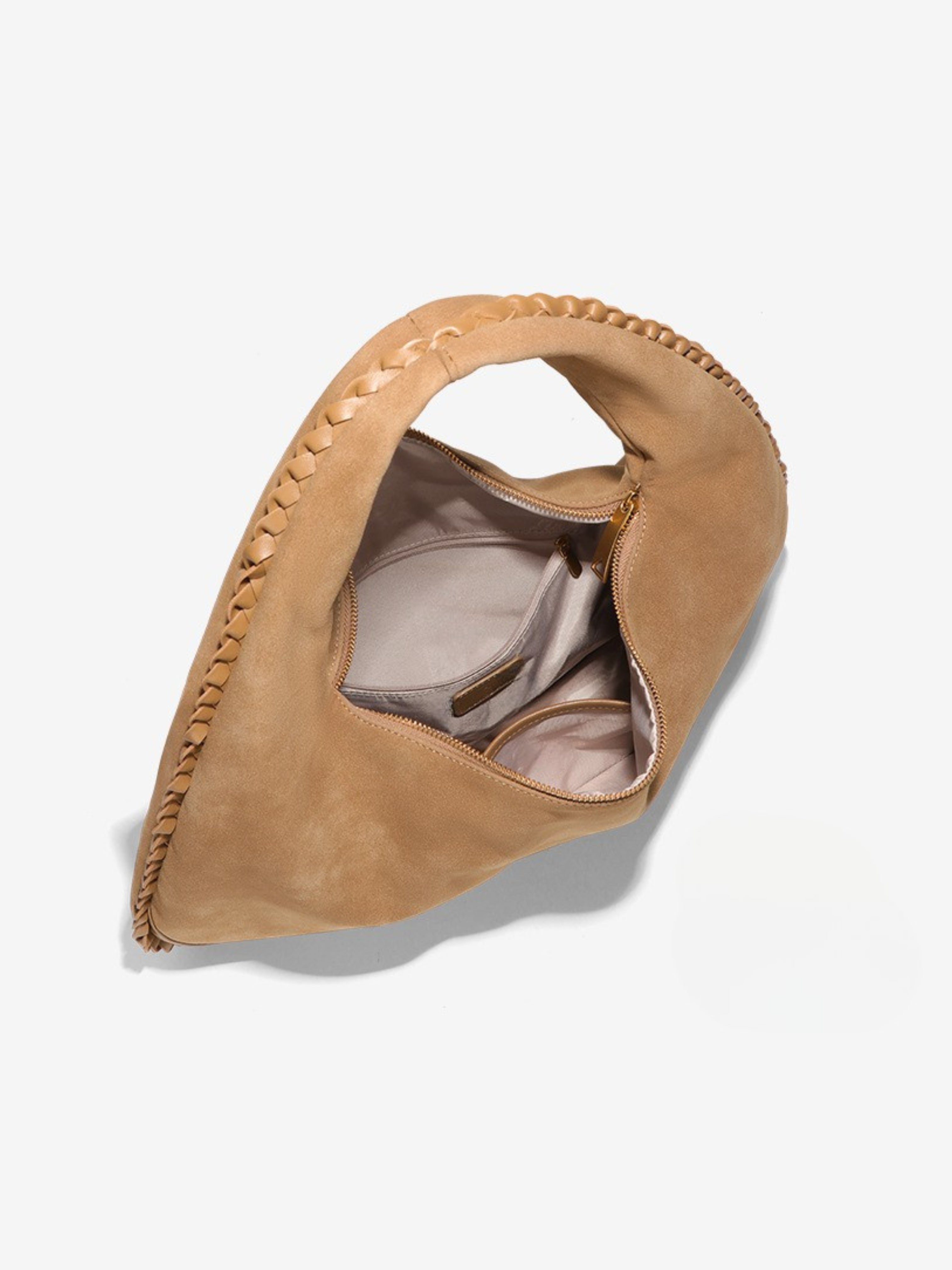 Rivora | Vegan Suede and Leather Crescent Hobo Bag Luxury Large Shoulder Bag for Women