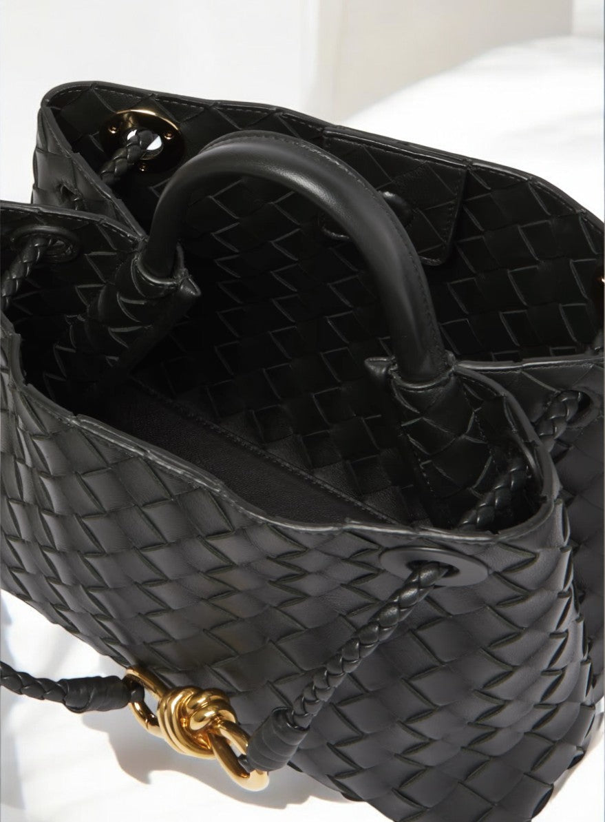 Rivora | Black Woven Mini Tote Bag – Effortless Elegance & Timeless Appeal
