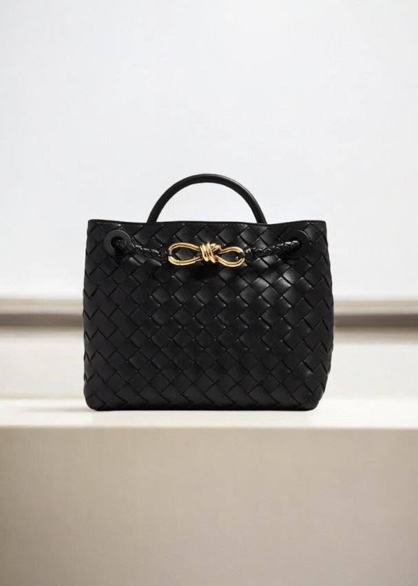 Rivora | Black Woven Midi Tote Bag Effortless Elegance & Timeless Appeal