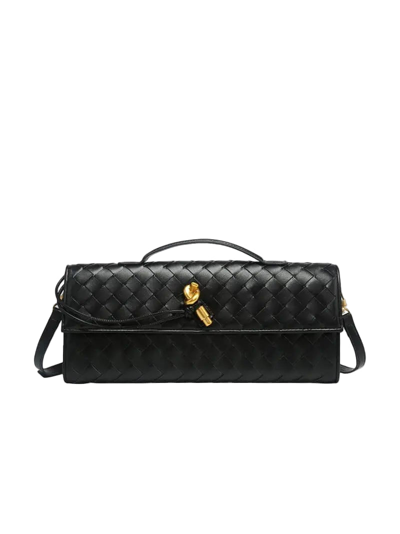 Rivora | Black Woven Shoulder Bag – Modern Luxury