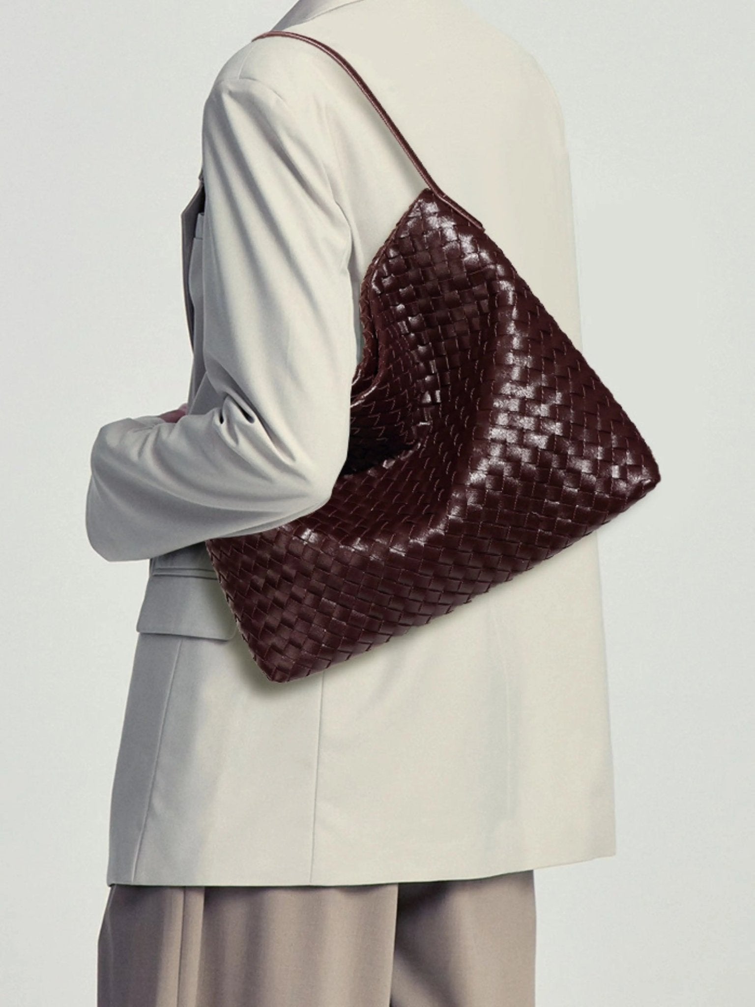 Rivora | Brown Woven  Premium Vegan Leather Shoulder Bag Chic & Timeless