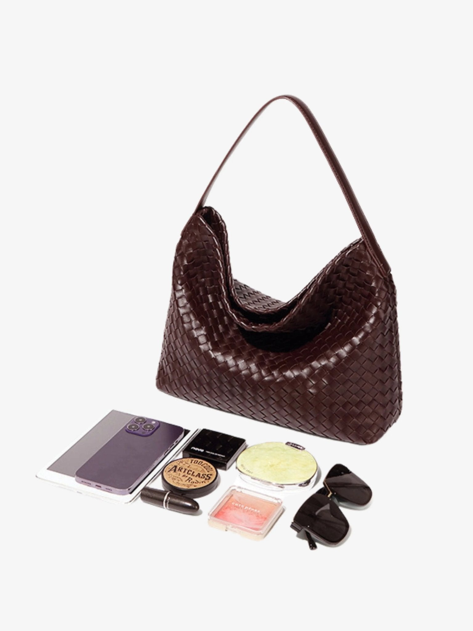 Rivora | Brown Woven  Premium Vegan Leather Shoulder Bag Chic & Timeless