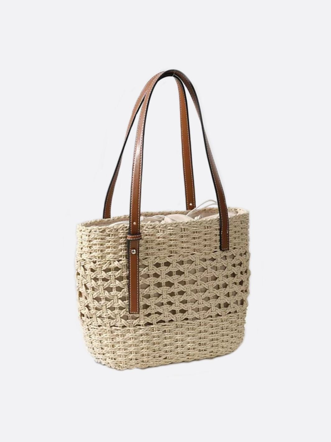 Rivora | Woven Rope Tote Open-Weave Straw Bag