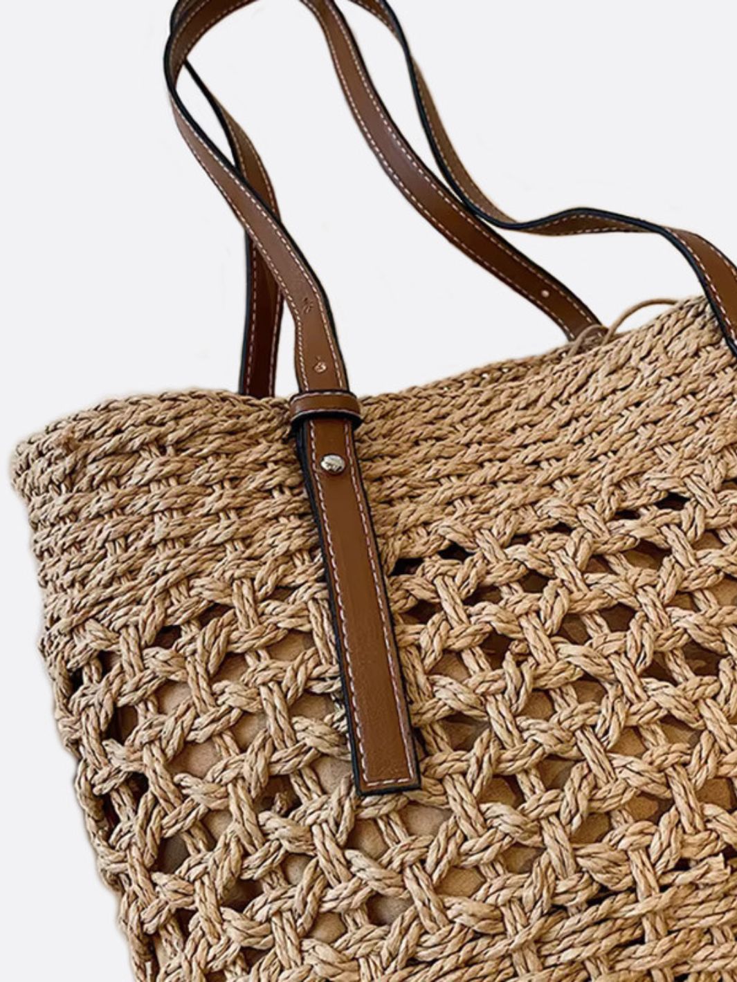 Rivora | Woven Rope Tote Open-Weave Straw Bag