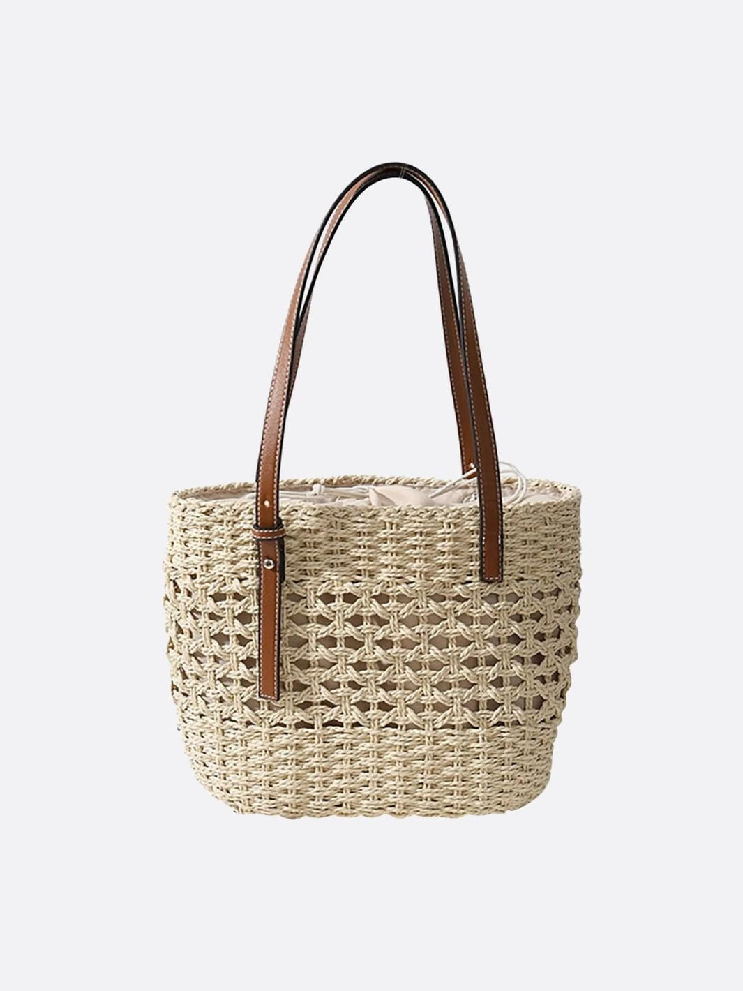 Rivora | Woven Rope Tote Open-Weave Straw Bag