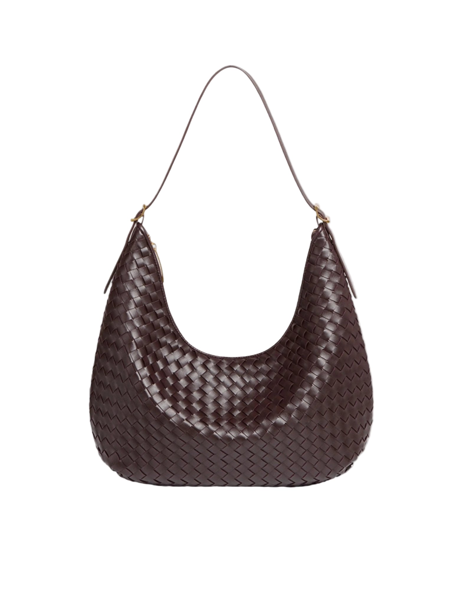 Rivora | Brown Woven Faux Leather Shoulder Bag Sophisticated & Timeless