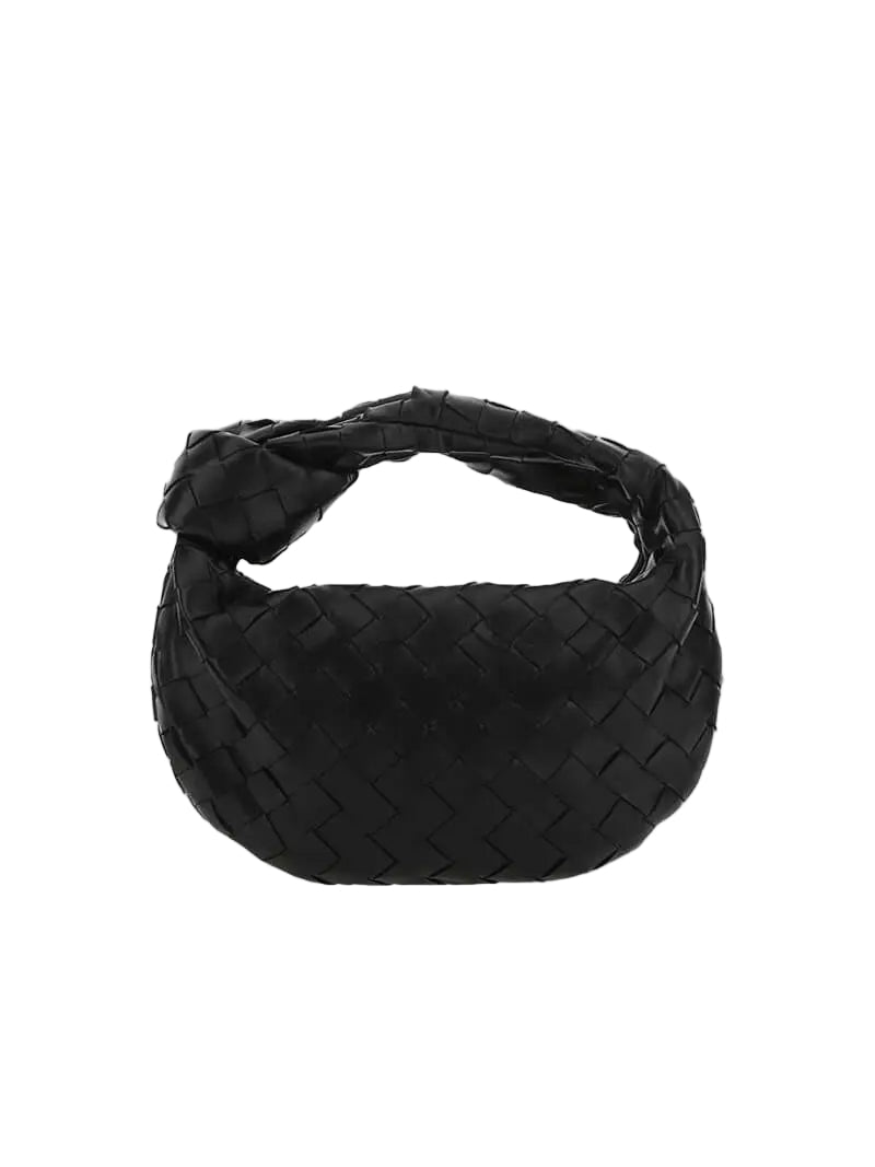 Rivora | Luxe Black Woven Knot Bag Elegant & Versatile