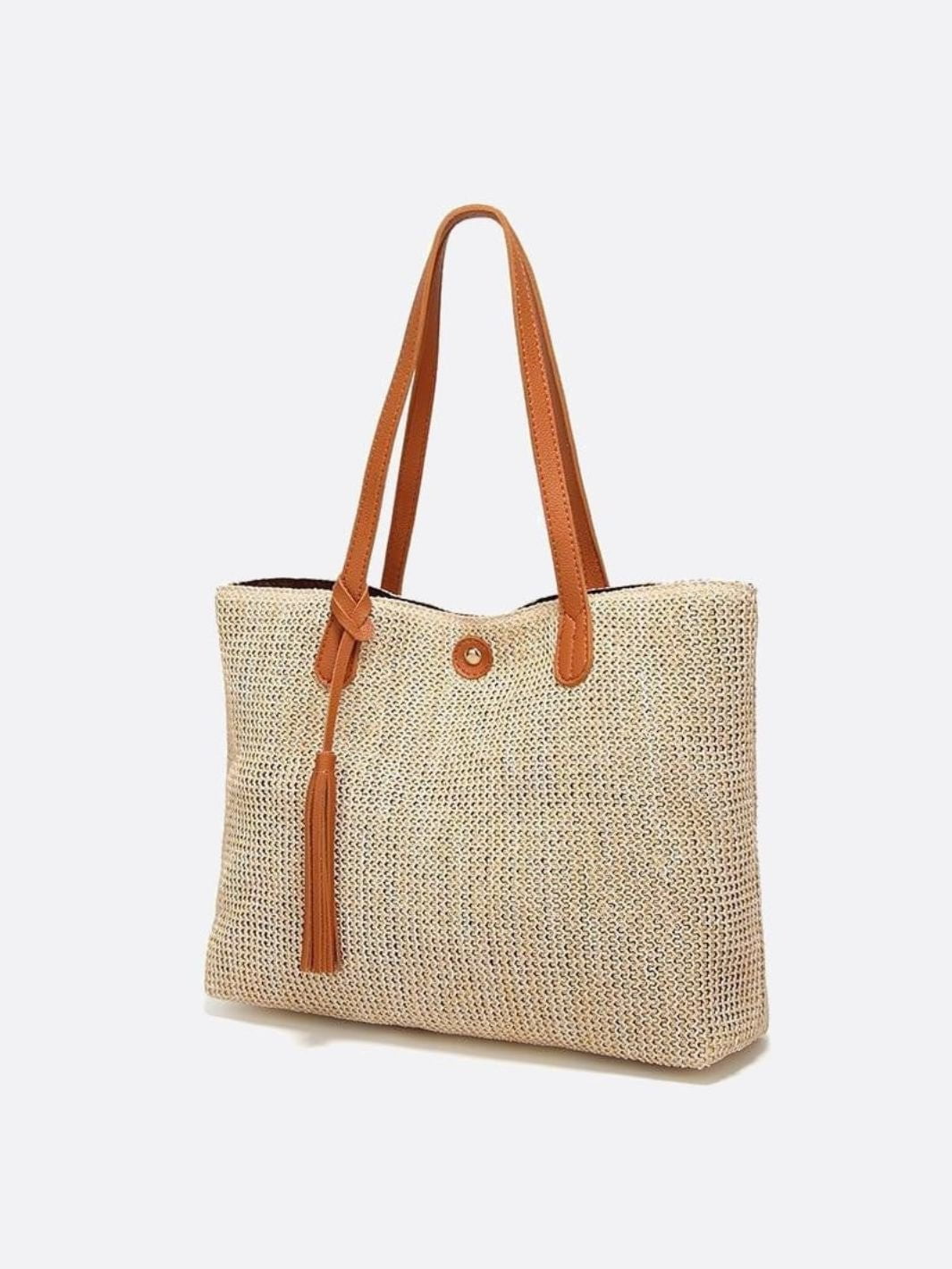 Rivora | Structured Straw Tote Woven Bag