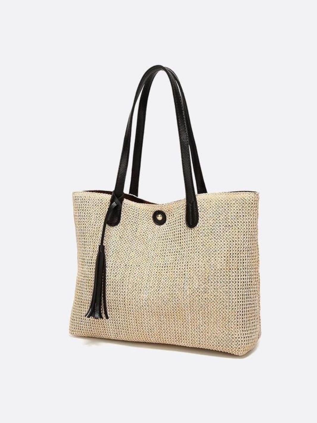Rivora | Structured Straw Tote Woven Bag